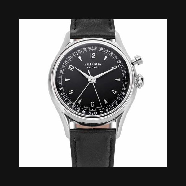 Vulcain CricketTradition 39mm - Black - Black Leather Strap - Mechanical Alarm - OFFICIAL DEALER - FACTORY NEW - FULL WARRANTY
