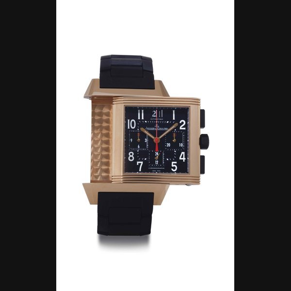 Jaeger-Lecoultre JAEGER-LECOULTRE. A LARGE LIMITED EDITION 18K PINK GOLD AUTOMATIC CHRONOGRAPH REVERSO WRISTWATCH WITH DATE AND 24 HOUR INDICATION SIGNED JAEGER-LECOULTRE, REVERSO SQUADRA, NO. 378/500, CASE NO. 2562624, REF. 230.2.45, CIRCA 2008
