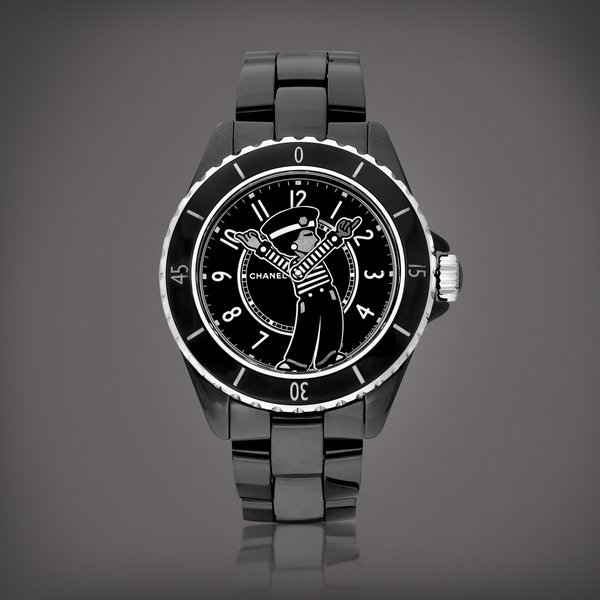 Chanel Mademoiselle J12 La Pausa, Reference H7609 | A brand new limited edition black ceramic and stainless steel wristwatch with statuette of Mademoiselle Chanel dial and bracelet, Circa 2023 | 香奈兒 | Mademoiselle J12 La Pausa 型號H7609 | 全新限量版黑色陶瓷及精鋼鏈帶腕錶，備Mademoiselle Chanel剪影錶盤，約2023年製 · H7609