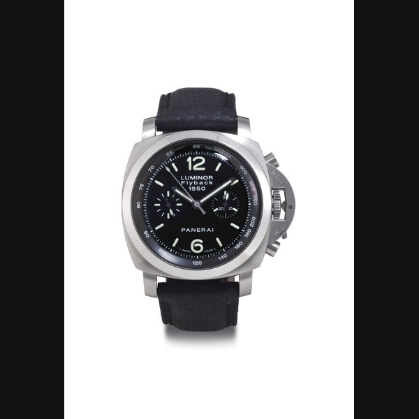 PANERAI. A LIMITED EDITION STAINLESS STEEL CUSHION AUTOMATIC FLYBACK CHRONOGRAPH DIVER'S WRISTWATCH SIGNED OFFICINE PANERAI, LUMINOR, FLYBACK, 1950, I056/900, NO. BB1202475, CASE NO. OP 6640, CIRCA 2006