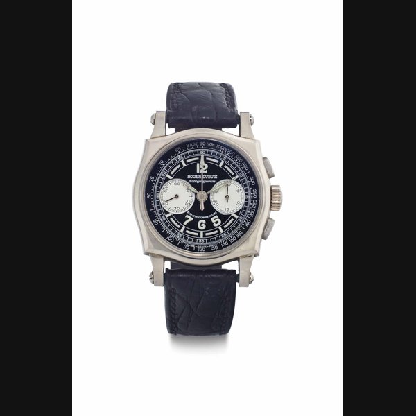 Roger Dubuis. An 18k White Gold Chronograph Wristwatch SIGNED ROGER DUBUIS, HORLOGER GENEVOIS, SYMPATHIE MODEL, NO. 05/28, MOVEMENT NO. 291, CIRCA 2000