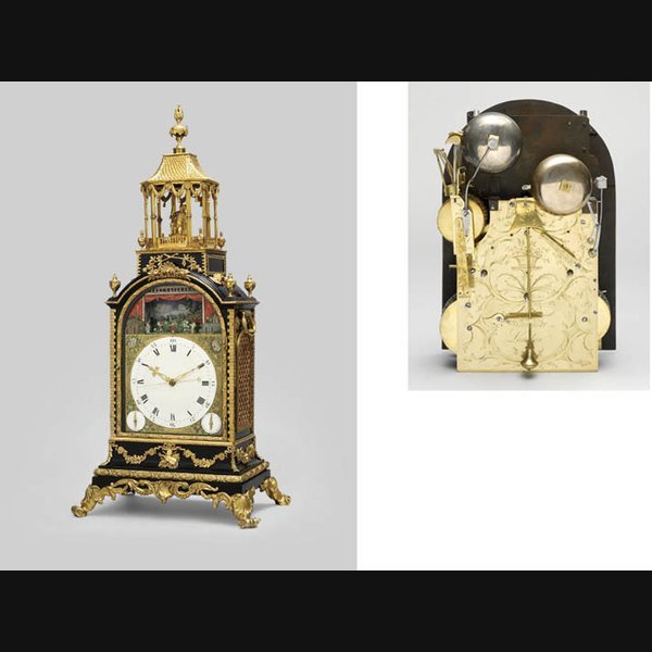  A George III ebonised and gilt-brass mounted musical and quarter striking eight day table clock with automata, made for the Chinese export market JOHN MARRIOTT, LONDON. CIRCA 1785