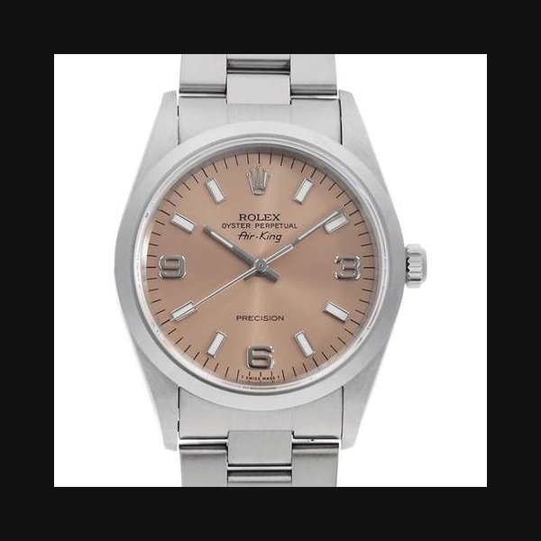 Rolex Air King14000 pink 369 white bar UNumber USED mens