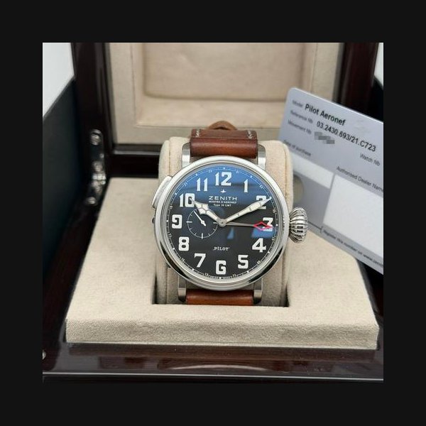 Zenith Pilot Type 20GMT 03.2430.693/21.C723 48mm Steel Black Dial Men Watch