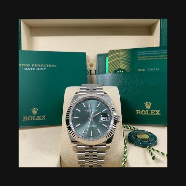 Rolex Rolex DatejustNEW AUGUST 2026 UNWORN Datejust 41 Steel Jubilee Mint Green Dial 126334 FULL SET