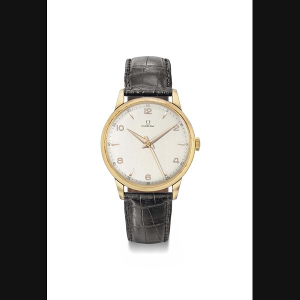 Omega. A large gold-plated wristwatch with sweep centre seconds SIGNED OMEGA, REF. 2502-1, MOVEMENT NO. 11'642'775, MANUFACTURED IN 1950