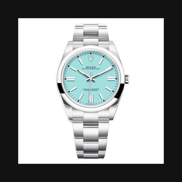 Rolex Oyster Perpetual41 Turquoise Stainless Steel Smooth Oyster Bracelet Ref. 124300
