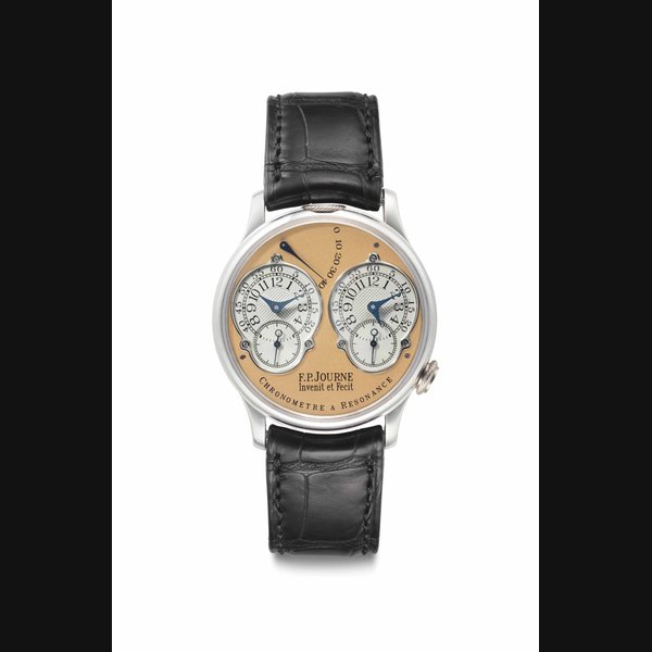 F.P.Journe. A Very Fine and Rare Platinum Dual Time Chronometer Wristwatch with Resonance-Controlled Twin Independent Gear-Trains Movement and Power Reserve Signed F.P.Journe, Invenit et Fecit, Chronomètre à Résonance, No. 089/01R, Circa 2002