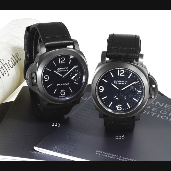 PANERAI. A LIMITED EDITION BLACKENED STAINLESS STEEL AUTOMATIC LEFT HANDED WRISTWATCH WITH DATE SIGNED OFFICINE PANERAI, LUMINOR MARINA, FIRENZE 1860, K0779/1000, CASE NO. BB 1311660, REF. OP 6750, PAM 00026, CIRCA 2008