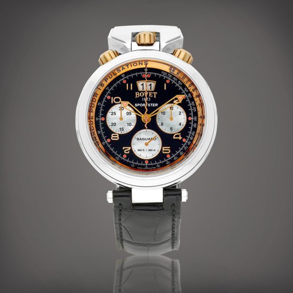 Bovet Sportster Saguaro, Reference C806 | A stainless steel chronograph wristwatch with date and mother-of-pearl dial, Circa 2005 | 播威 | Sportster Saguaro 型號C806 | 精鋼計時腕錶，備日期顯示及珠母貝錶盤，約2005年製 · C806