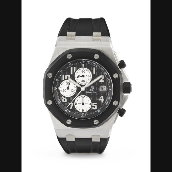 AUDEMARS PIGUET, STAINLESS STEEL AND RUBBER CHRONOGRAPH 'ROYAL OAK OFFSHORE', REF. 25940SK