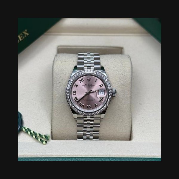 Rolex Rolex Lady-DatejustNEW 2026 Pink Roman Dial Stainless Steel Diamond Bezel Jubilee Bracelet