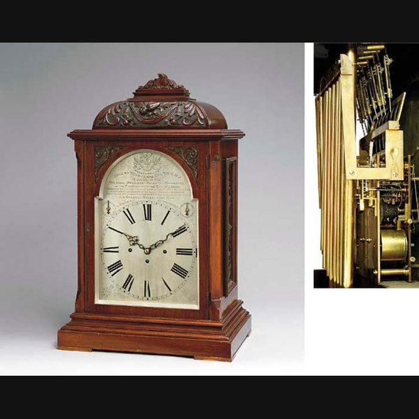 A most unusual Edwardian carved mahogany tubular chiming large table clock THE MOVEMENT STAMPED W & H. CIRCA 1905