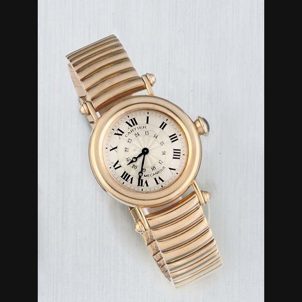 Cartier Cartier. An 18ct Gold Circular Cased Wristwatch on Matching 18ct Gold Link Bracelet SIGNED CARTIER, MODEL DIABOLO, CASE NO C102085, CIRCA 1995