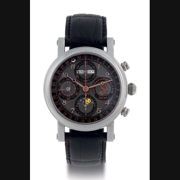 Christiaan Van Der Klaauw CHRISTIAAN VAN DER KLAAUW. A STAINLESS STEEL AUTOMATIC CHRONOGRAPH TRIPLE CALENDAR WRISTWATCH WITH MOON PHASES SIGNED CHRISTIAAN VAN DER KLAAUW, JOURE, ARIADNE MODEL, CIRCA 2007, Price & Market Data