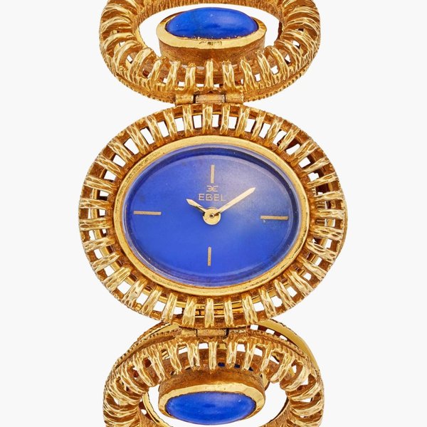 Ebel A yellow gold and lapis lazuli-set bracelet watch with lapis lazuli dial, Circa 1960