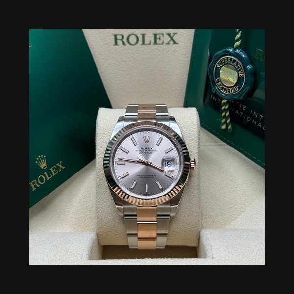 Rolex Rolex Datejust41 NEW 2023 Sundust Pink Index Dial Two Tone Rose Gold Fluted Bezel Oyster