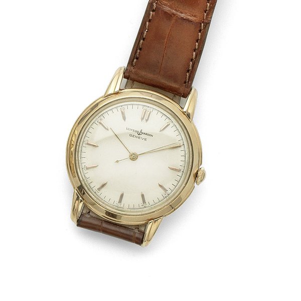 Ulysse Nardin. A rose gold manual wind wristwatch Ref:1454, Movement No.553456, Circa 1960