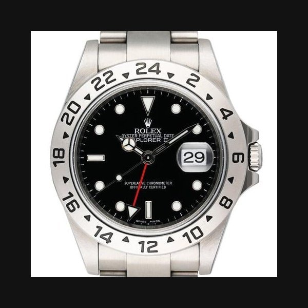 Rolex Rolex Explorer II16570 Black Dial Engraved Mens Watch