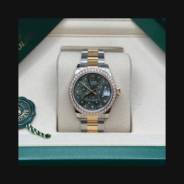Rolex Rolex Datejust31 NEW 2025 Olive Green Floral Motif Diamond Two Tone Yellow Gold Diamond Oyster