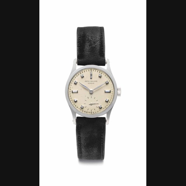 Patek Philippe. A Very Fine and Extremely Elegant Platinum and Diamond-set Wristwatch Signed Patek Philippe, Genève, Ref. 96, Movement no. 969’010, Case No. 303’719, Manufactured in 1951