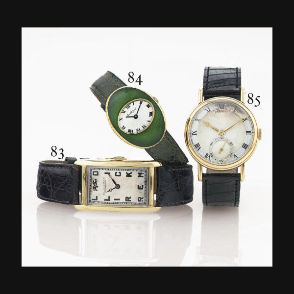 IWC. A RARE 18K GOLD RECTANGULAR WRISTWATCH WITH A POSSIBLY UNIQUE DIAL SIGNED INTERNATIONAL WATCH CO., MOVEMENT NO. 739387, CASE NO. 45833, CIRCA 1950