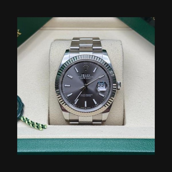Rolex Rolex Datejust41 Rhodium Gray Slate Index Dial Stainless Steel Fluted Bezel Oyster Bracelet