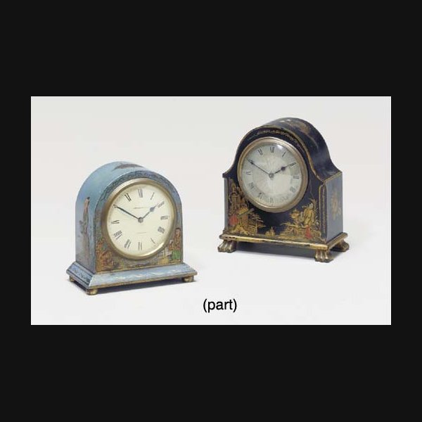 THREE VICTORIAN JAPANNED TABLE CLOCKS, LATE 19TH CENTURY