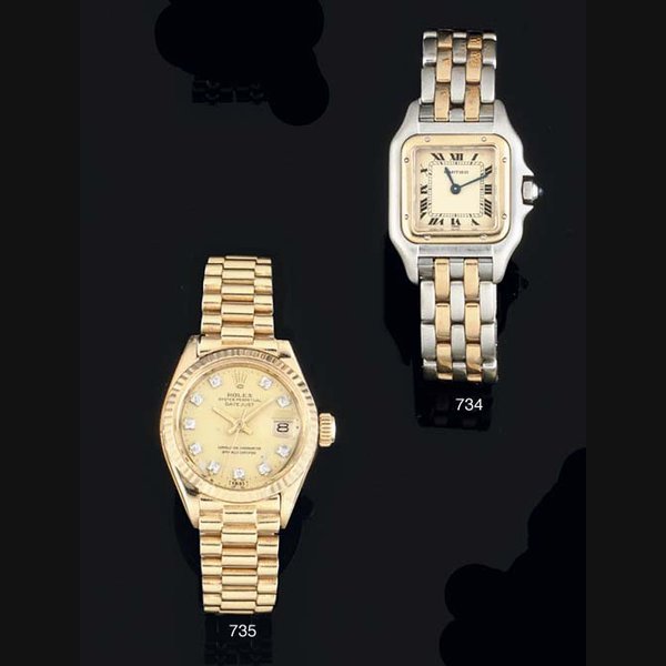 Cartier Cartier. A Lady's Stainless Steel and Gold Water Resistant Quartz Wristwatch on Bracelet SIGNED CARTIER, MODEL PANTHER, CASE NO 6692, 020860, CIRCA 1990