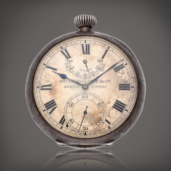 Patek Philippe A sterling silver deck chronometer watch with power reserve indication likely made for the US Navy | Circa 1912