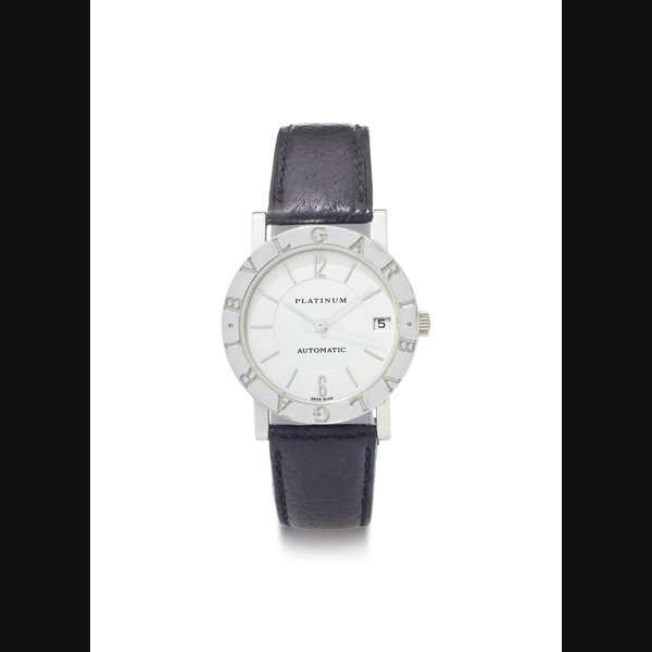 Bulgari Bulgari. A Platinum Automatic Wristwatch with Date and Center Seconds SIGNED BULGARI, BULGARI-BULGARI PLATINUM MODEL, REF. BB 33 PLAUTO, NO. 1405, CIRCA 1996, Price & Market Data