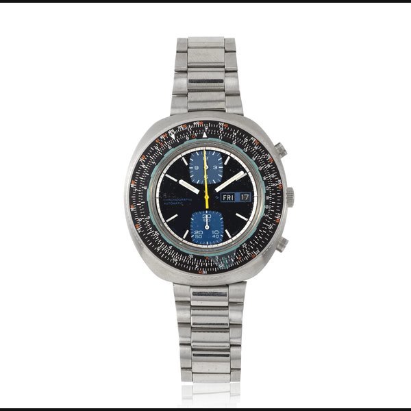 Seiko Seiko. A stainless steel automatic calendar slide-rule calculator chronograph bracelet watch · 6138-7000