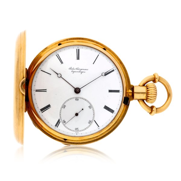 Jules Jürgensen, Copenhagen Two gold hunting cased keyless lever watches Circa 1880, nos. 11 & 13