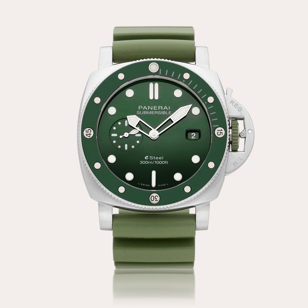 Panerai Submersible QuarantaQuattro Verde Smeraldo, Reference PAM01287 | A stainless steel wristwatch with date, Circa 2022 | 沛納海 | Submersible QuarantaQuattro Verde Smeraldo 型號PAM01287 | 精鋼腕錶，備日期顯示，約2022年製 · PAM01287