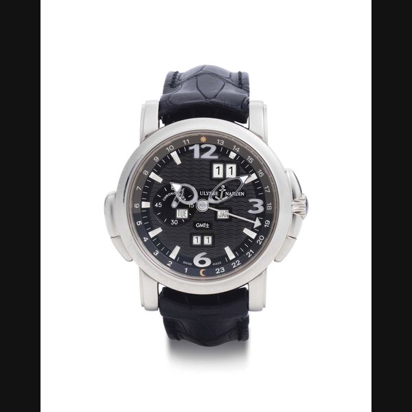 Ulysse Nardin. An 18k White Gold Automatic Perpetual Calendar Dual Time Wristwatch With GMT And Night And Day Indication SIGNED ULYSSE NARDIN, GMT, REF. 320-60, CASE NO. 163, CIRCA 2007