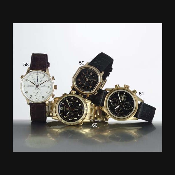 IWC. AN OVERSIZED 18K PINK GOLD SPLIT SECONDS CHRONOGRAPH WRISTWATCH SIGNED IWC, SCHAFFHAUSEN, "PORTUGUESE CHRONOGRAPH RATTRAPANTE", NO. 2598176, REF. 3712, CIRCA 1995