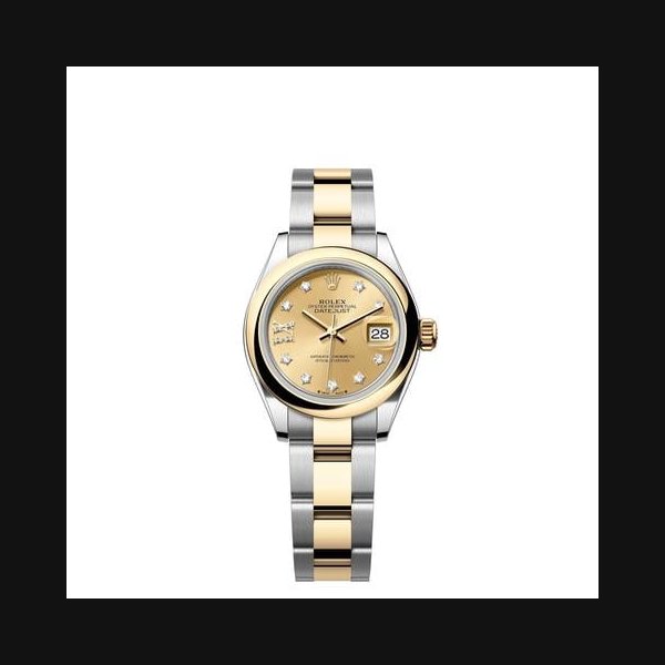 Rolex Lady-DatejustChampagne Star Diamond Dial TwoTone Yellow Gold Smooth Bezel Oyster Bracelet Ref. 279163
