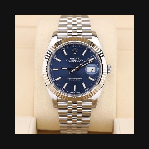 Rolex Rolex Datejust41 Blue Stick Dial Fluted Bezel Jubilee Bracelet 126334 Unworn New