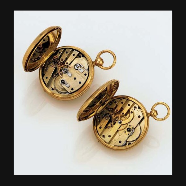 A PAIR OF 18K GOLD HUNTER CASE KEY-WOUND POCKET CHRONOMETERS SIGNED VACHERON & CONSTANTIN AND MERMOD FRÈRES, GENEVE, CIRCA 1860 AND 1890