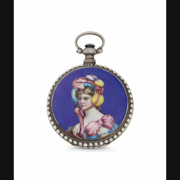 English. A Gilt, Enamel and Pearl-Set Keywound Openface Lever Watch for the Chinese Market UNSIGNED, CASE NO. 5231, WITH LONDON HALLMARKS