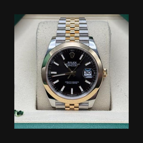 Rolex Datejust41 NEW 2026 Black Index Dial Two Tone Yellow Gold Smooth Bezel Jubilee Bracelet Ref. 126303