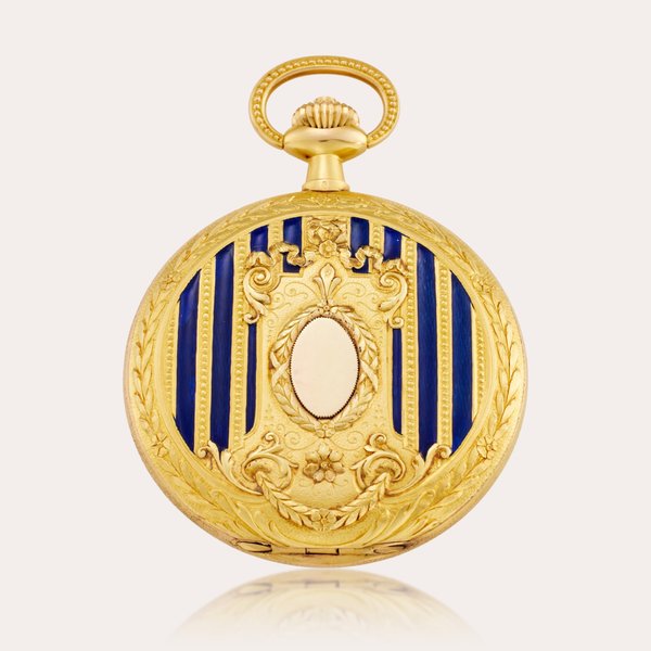 Omega A heavy yellow gold and enamel hunting cased watch, Circa 1910