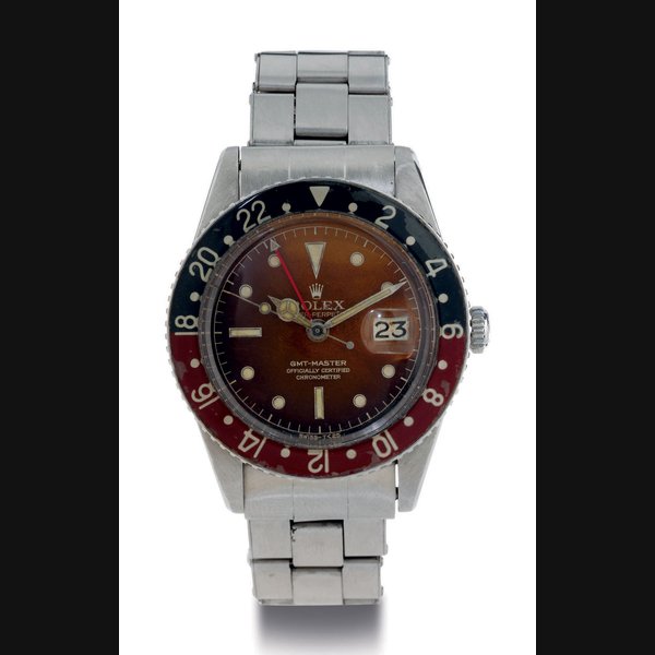 ROLEX. A RARE AND EARLY STAINLESS STEEL AUTOMATIC DUAL TIME WRISTWATCH WITH DATE, CENTER SECONDS AND BAKELITE BEZEL SIGNED ROLEX, OYSTER PERPETUAL, GMT-MASTER, CASE NO. 482606, REF. 6542, CIRCA 1958