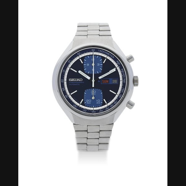 Seiko SEIKO. A STAINLESS STEEL "6138-8030" CHRONOGRAPH BRACELET WATCH WITH Date and Day in English and Arabic · 6138-8030