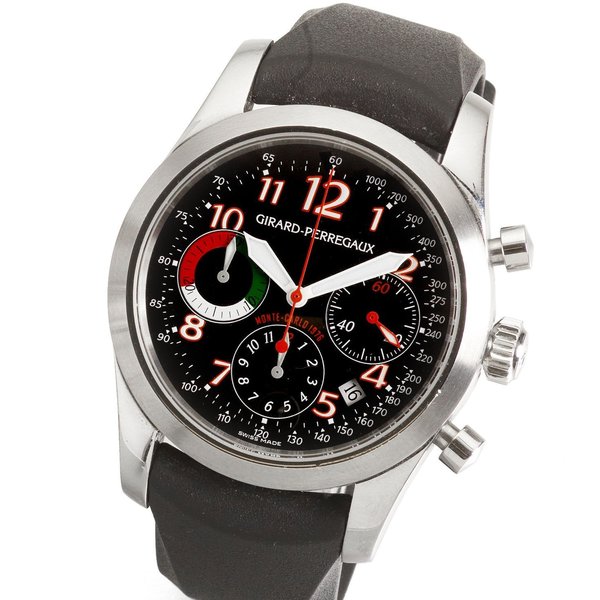 Girard-Perregaux. A limited edition stainless steel automatic calendar chronograph wristwatch Rallye Monte-Carlo 1976, Lancia Stratos, Ref:49541, No.423/1000, Movement No.04503, Circa 2008
