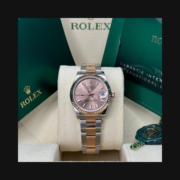 Rolex Rolex Datejust31 NEW 2024 Sundust Pink Index Dial Fluted Bezel Two Tone Rose Gold Oyster