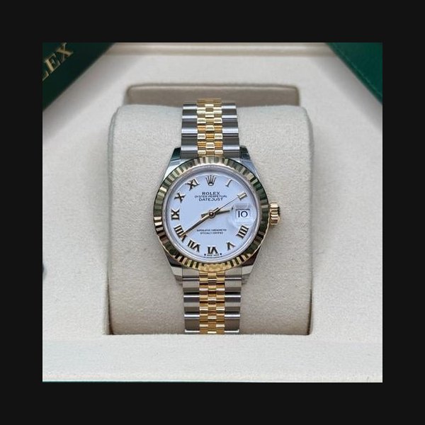 Rolex Rolex Lady-DatejustNEW 2026 White Roman Dial Two Tone Yellow Gold Fluted Bezel Jubilee Bracelet