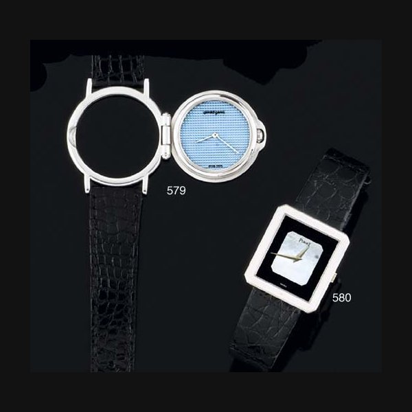 Piaget Piaget. An 18ct White Gold Rectangular Wristwatch with Black Onyx and Mother of Pearl Dial SIGNED PIAGET, CIRCA 1990