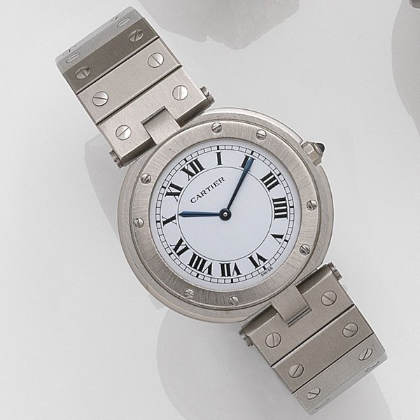 Cartier. A stainless steel quartz bracelet watch Santos, Case No.8192609347, Circa 1995