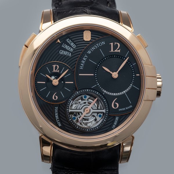 Harry Winston Harry Winston Midnight GMT Tourbillon 450/mattz45r Black Dial 18k RG